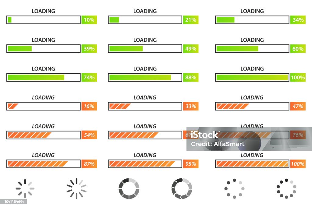 Visual Loading Bar Vector Collection Of Loading Bar For Web Pages On White Background ...