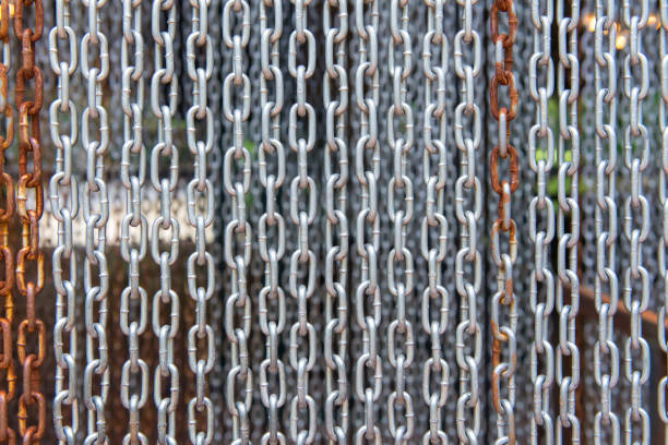istock hanging stainless of chain, abstract metal for background 1041490236
