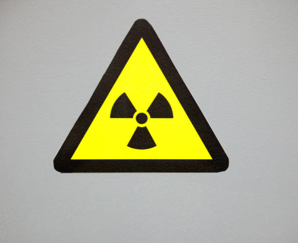 istock Ionizing radiation trefoil symbol on the metal surface 1041494162