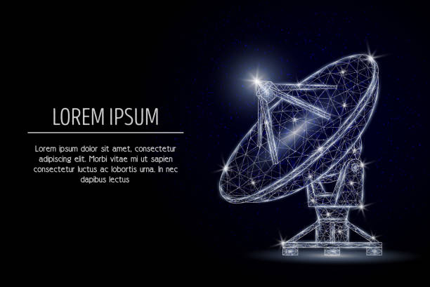 위성 접시 벡터 형상 다각형 아트 스타일 디자인 - radio telescope stock illustrations