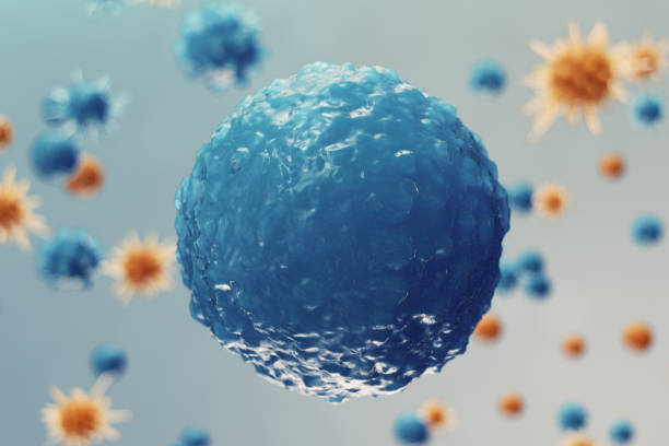 abstract background virus. the concept of science and medicine, reducing immunity in the body. influenza virus, hepatitis virus, cells that infect the living organism, 3d illustration - virus molecular structure healthcare and medicine russian influenza imagens e fotografias de stock