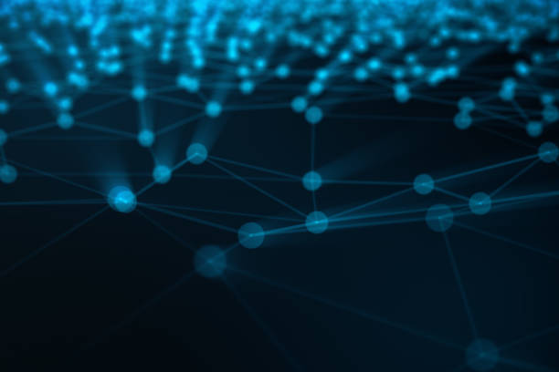 istock Abstract background of lines and dots, low poly mesh. Internet connections technology. Concept of neural connections transmitting signals between artificial neural connections. 3D illustration 1041494744