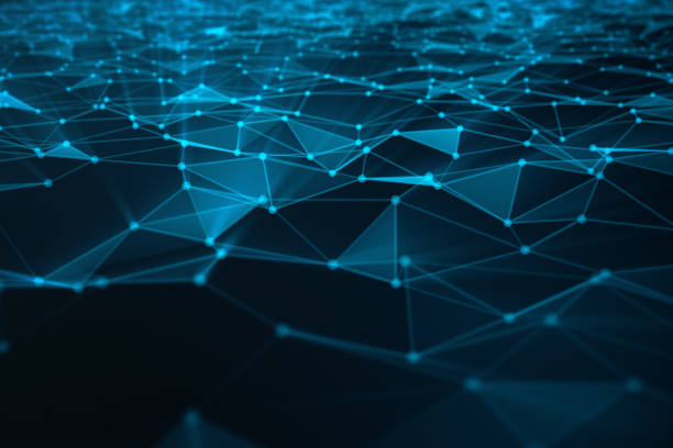 istock Abstract background of lines and dots, low poly mesh. Internet connections technology. Concept of neural connections transmitting signals between artificial neural connections. 3D illustration 1041494772