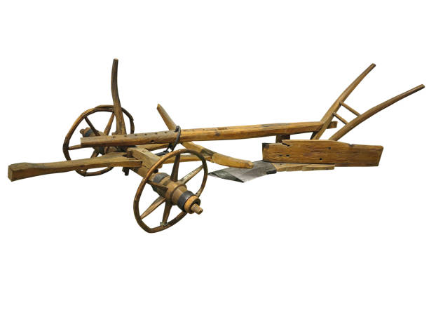 istock Agricultural old manual plow isolated on white background 1041495424
