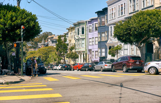 SAN FRANCISCO - APRIL 24, 2018: Victorian style homes in Haight-Ashbury neighborhood, San Francisco, California, USA