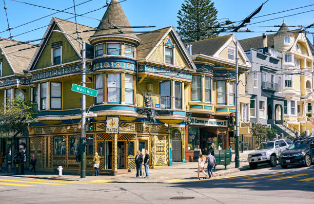 SAN FRANCISCO - APRIL 24, 2018: Victorian style homes in Haight-Ashbury neighborhood, San Francisco, California, USA
