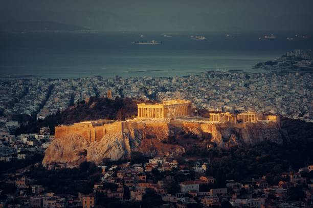 istock Athens skyline sunrise from Mt Lykavitos 1041523372