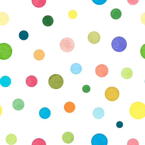 istock Set of Colorful Dots, Watercolor Painted and Isolated on White, SEAMLESS Pattern 1041541348