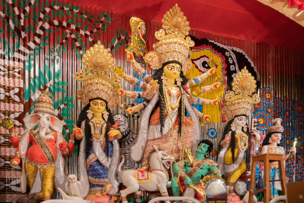 istock Durga idol at Puja Pandal, Durga Puja festival 1041541978