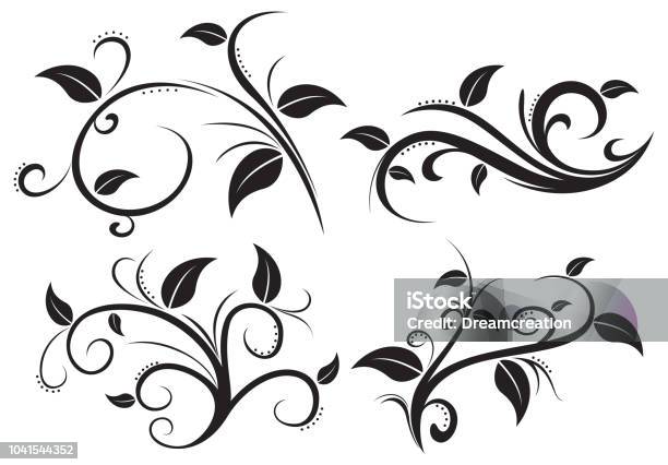 Floral Ornament Element Collection Stock Illustration - Download Image Now - Flower, Swirl Pattern, Filigree