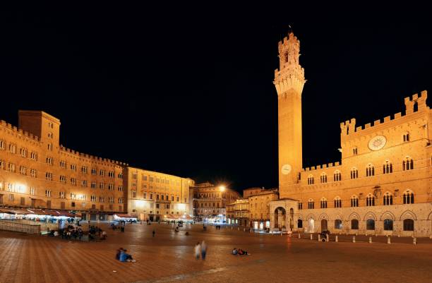 istock Siena City Hall Bell Tower at night 1041544464