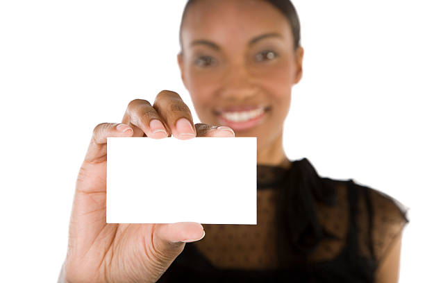 istock Businesswoman with card 104155169