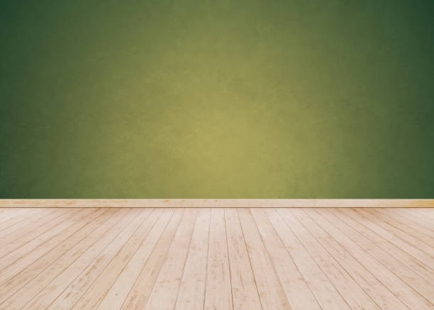 istock Green cement wall with Wooden floor 1041567618