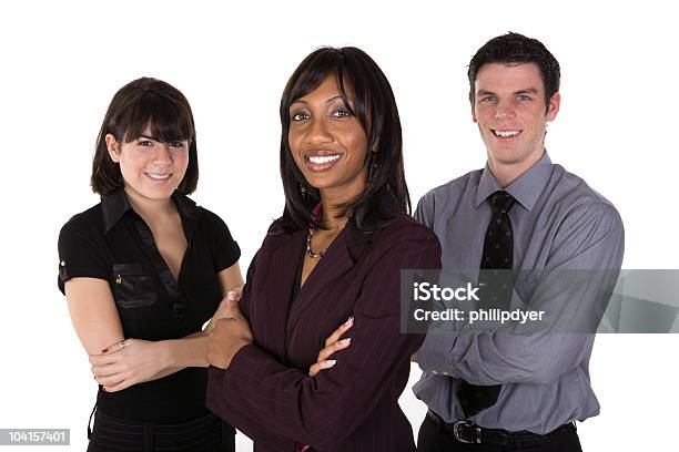 Three Young Professionals Horizontal Stockfoto und mehr Bilder von Drei Personen - Drei Personen, Weißer Hintergrund, Büro