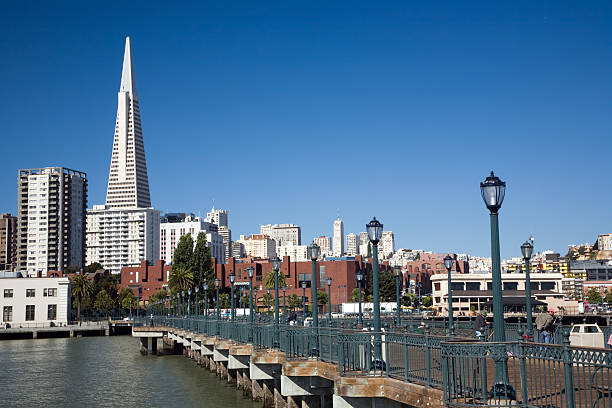 Transamerica Pyramid with Pier  transamerica pyramid san francisco stock pictures, royalty-free photos & images