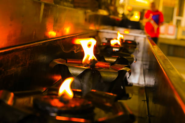 The light from the oil lamp.