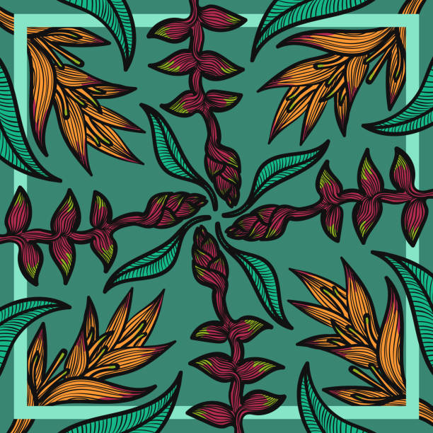 ilustrações de stock, clip art, desenhos animados e ícones de scarf pattern - tree decoration flower carpet