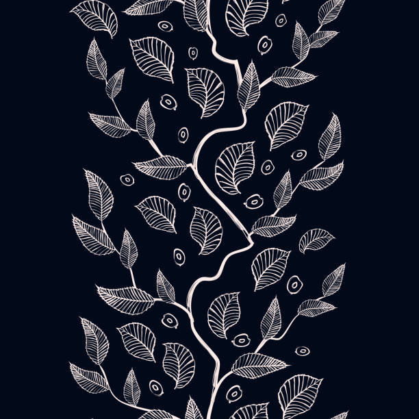 vektor senkrecht ornament mit stilisierten ästen für saison-design. - flower backdrop nature leaf stock-grafiken, -clipart, -cartoons und -symbole