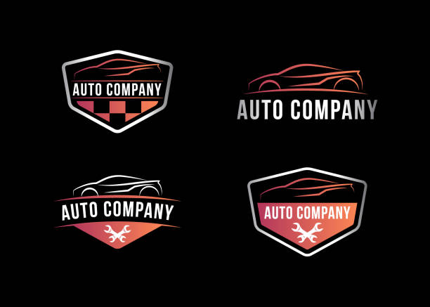 ilustraciones, imágenes clip art, dibujos animados e iconos de stock de auto insignia de la compañía, ilustración vectorial - repairing business car symbol