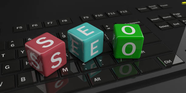 istock 3d rendering cubes, word seo on a keyboard 1041602056
