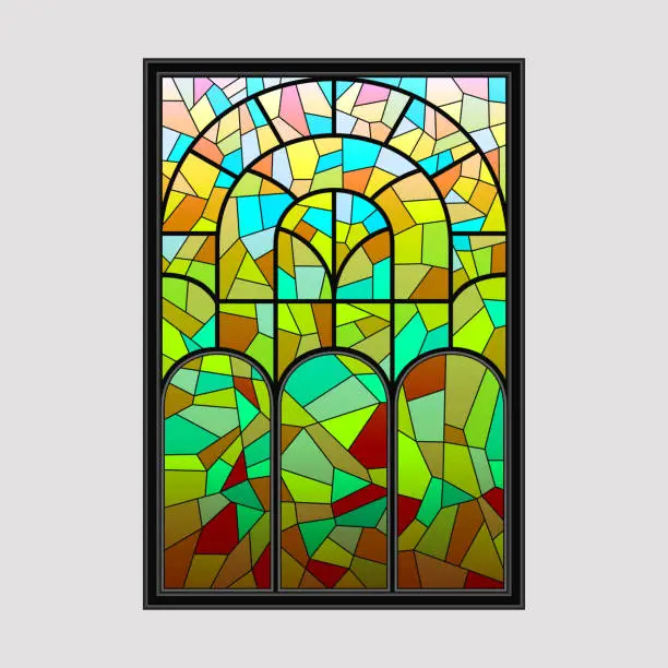 Vector illustration of Window from a multicolored mosaic