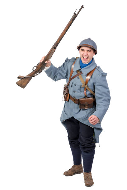 istock French soldier 1914 1918 attack, November 11th on white background 1041610560