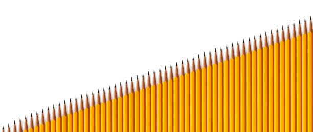 grafico a barre di matite gialle che mostra il risultato del successo. - graph business pencil prognosis foto e immagini stock