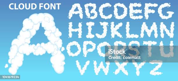 Carattere Alfabeto Inglese Cloud - Immagini vettoriali stock e altre immagini di Nube - Nube, Carattere tipografico, Testo