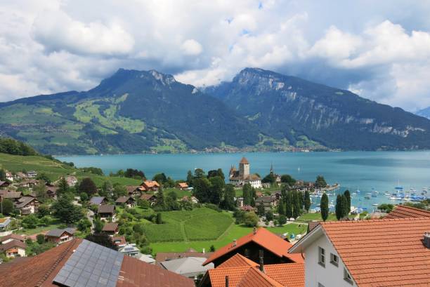 istock Spiez, village at lake Thunersee. 1041623454