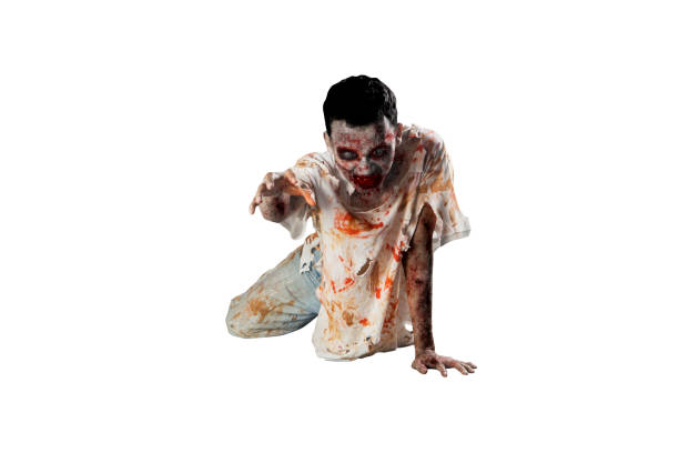 istock Creepy male ghost crawling in the studio 1041623576