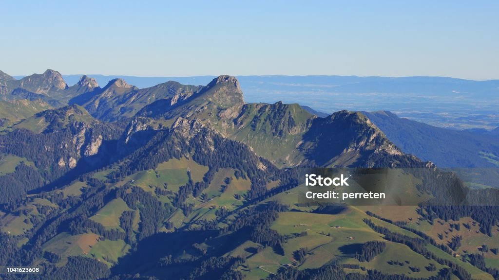 Mount Stockhorn in the morning. Mount Stockhorn in the morning, view from Mount Niesen, Switzerland. Bernese Oberland Stock Photo