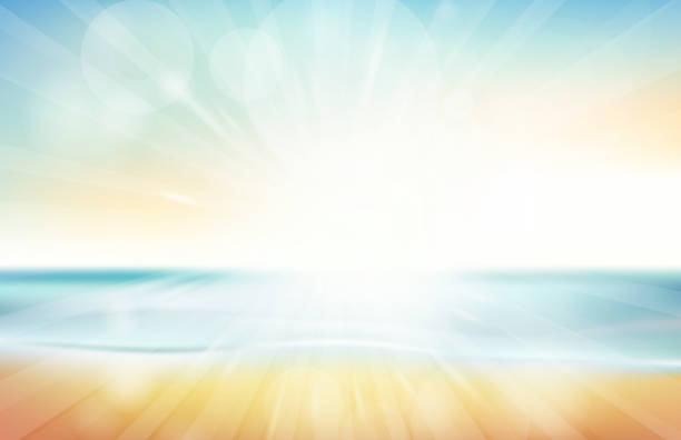 verschwommen sommerhimmel strand, meer, sand und meer-landschaft für hintergrund und tapeten - strand stock-grafiken, -clipart, -cartoons und -symbole