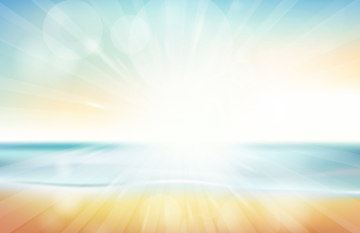Blurred summer beach sky, sea, ocean and sand landscape for background and wallpaper