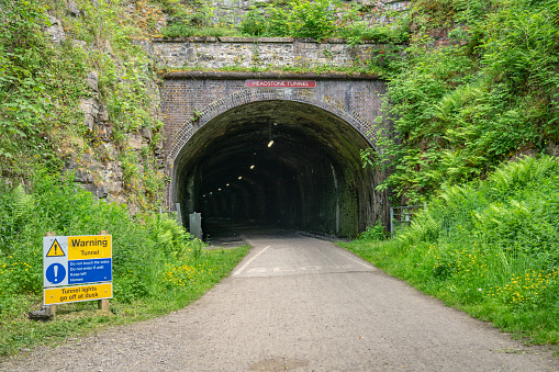 The entrance to the Headstone Tunnel, near Monsal Head in the East Midlands, Derbyshire, Peak District, England, UK