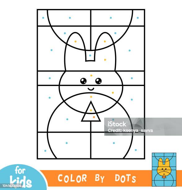 Color By Dots Game For Children Party Balloon Stock Illustration - Download Image Now - Animal, Animal Body Part, Animal Head