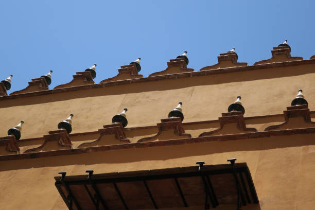 toit avec des ornements dans une rue de malaga espagne - treet photos et images de collection