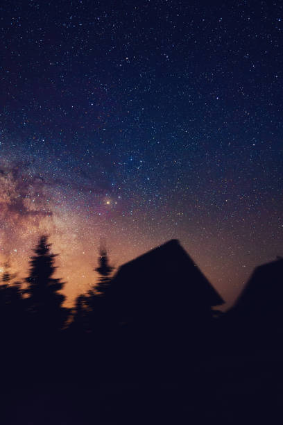 istock Milky Way and Scorpius constellation with countryside silhouettes. My astronomy work. 1041634202