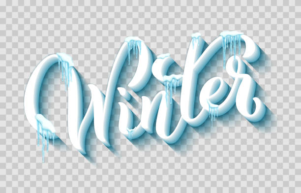 istock Hand-drawn lettering for Winter, with realistic snow and icicles. Vector illustration 1041634884