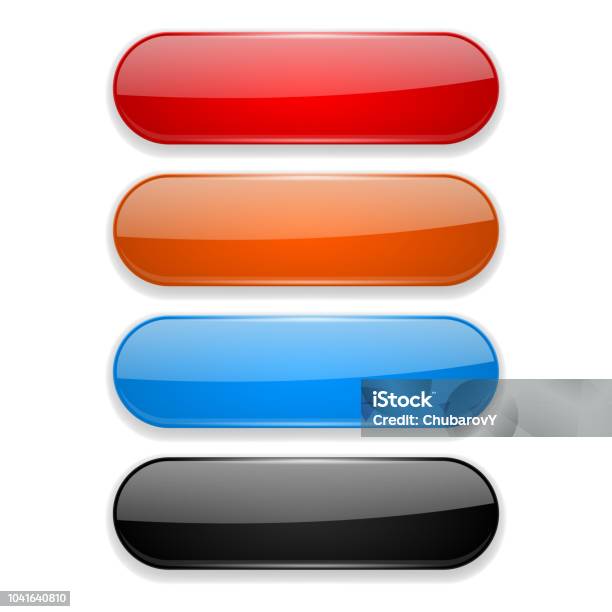 Colored Oval Buttons 3d Glass Menu Icons Stock Illustration - Download Image Now - Push Button, Internet, Vector