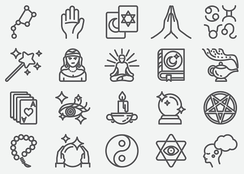 Psychic Fortune Teller Line Icons