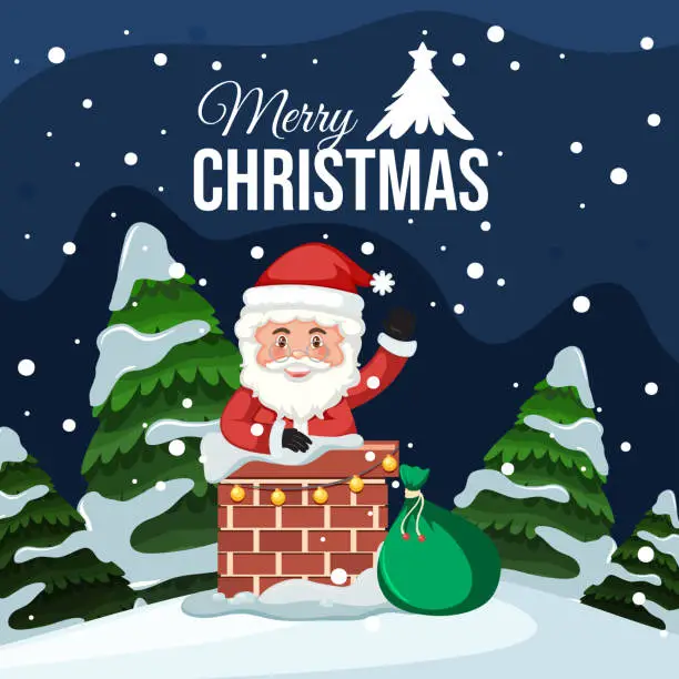 Vector illustration of Merry Christmas santa card