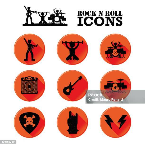 Icon Set Of Rock Music Stock Illustration - Download Image Now - Rock Music, Guitar, Icon Symbol