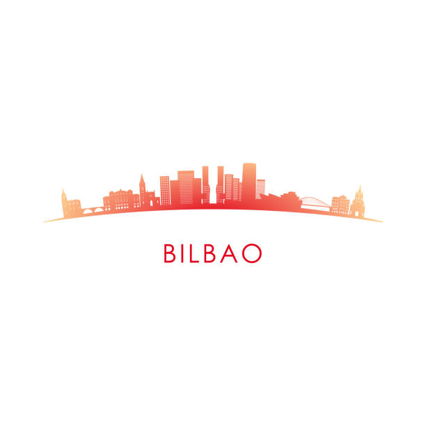 ilustraciones, imágenes clip art, dibujos animados e iconos de stock de silueta de la ciudad de bilbao. ilustración colorida del diseño del vector. - bilbao