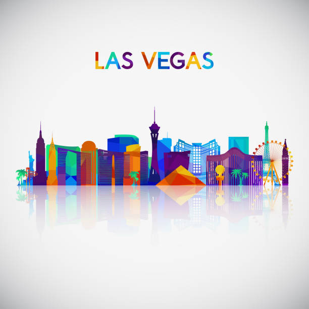 Las Vegas skyline silhouette in colorful geometric style. Symbol for your design. Vector illustration. Las Vegas skyline silhouette in colorful geometric style. Symbol for your design. Vector illustration. casino illustrations stock illustrations