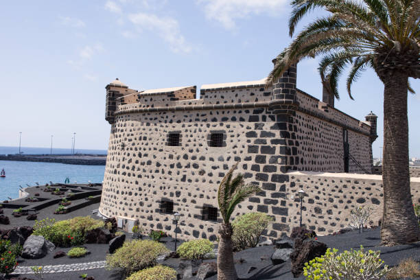 Arrecife, Lanzarote, Spain - August 28, 2018: View of Castillo de San Jose (Castle of San Jose), housing the museum of contemporary arts
