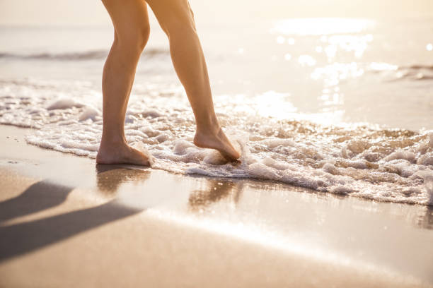 istock Woman legs. Beach scene 1041690480