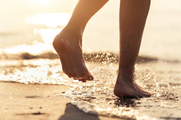istock Woman legs. Beach scene 1041690492