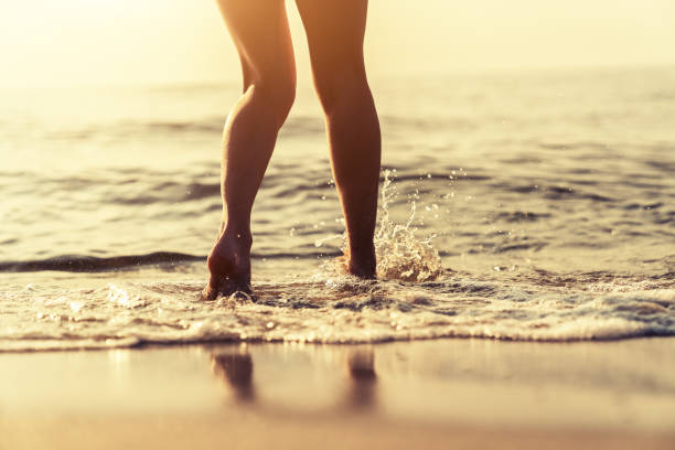 istock Woman legs. Beach scene 1041690500