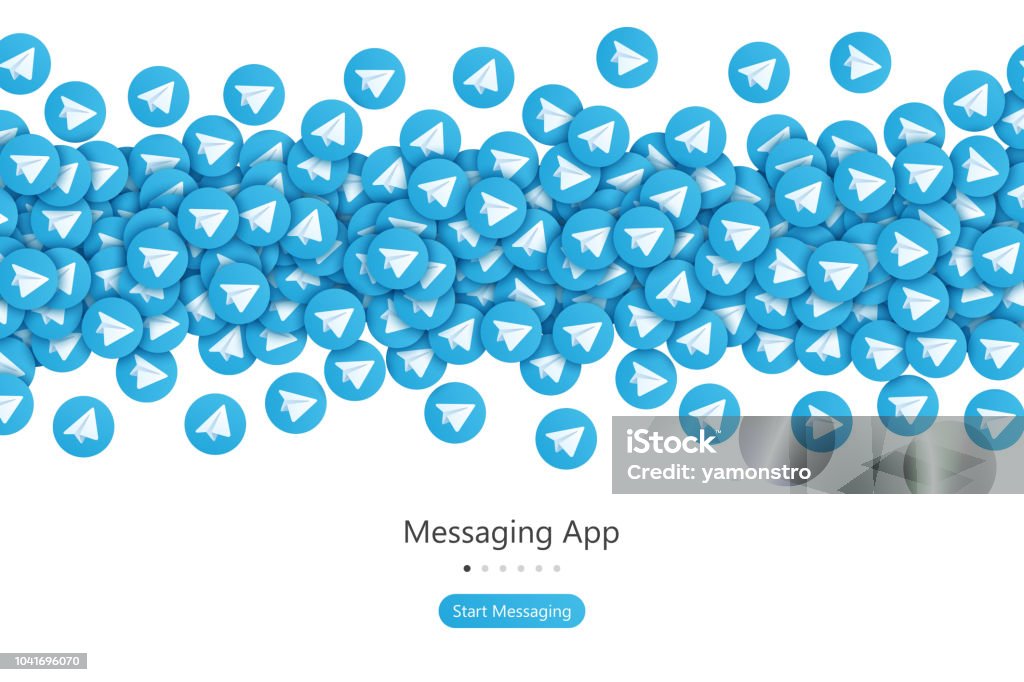 Vector Messaging App UI Design Start Screen for Messaging App UI UX Design Concept Vector Abstract Background. Social Network Application User Interface Home Page Conceptual Illustration Logo stock vector