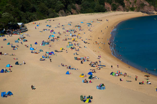 View across the beach at Tenby South Wales, UK